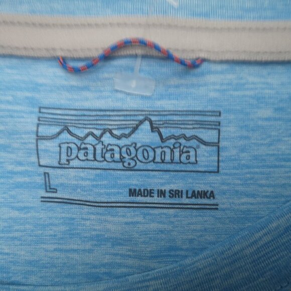 Patagonia Ladies Size Large Light Blue Long Sleeve Round Neck Athletic Top - Picture 3 of 9